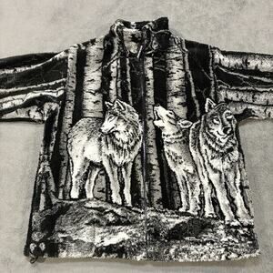 Black Mountain Black White Full Zip Fleece Sweater Jacket Men's Size Medium